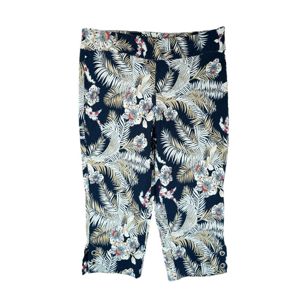 Hiview Capri Pants Size 14P Petites Floral Print ~‎ Elastic Waist